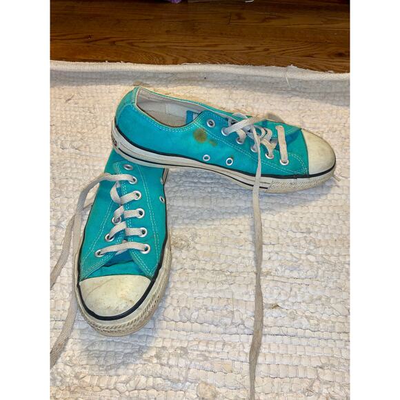 VINTAGE TURQUOISE MADE IN USA CONVERSE ALL STAR CHUCK TAYLOR SNEAKERS - Picture 1 of 5